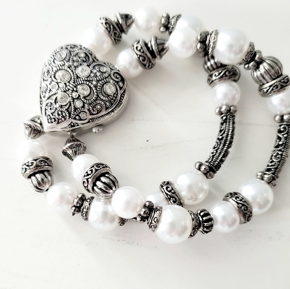 Colleen Lopez Heart and Pearl Silverplated Watch main image 4